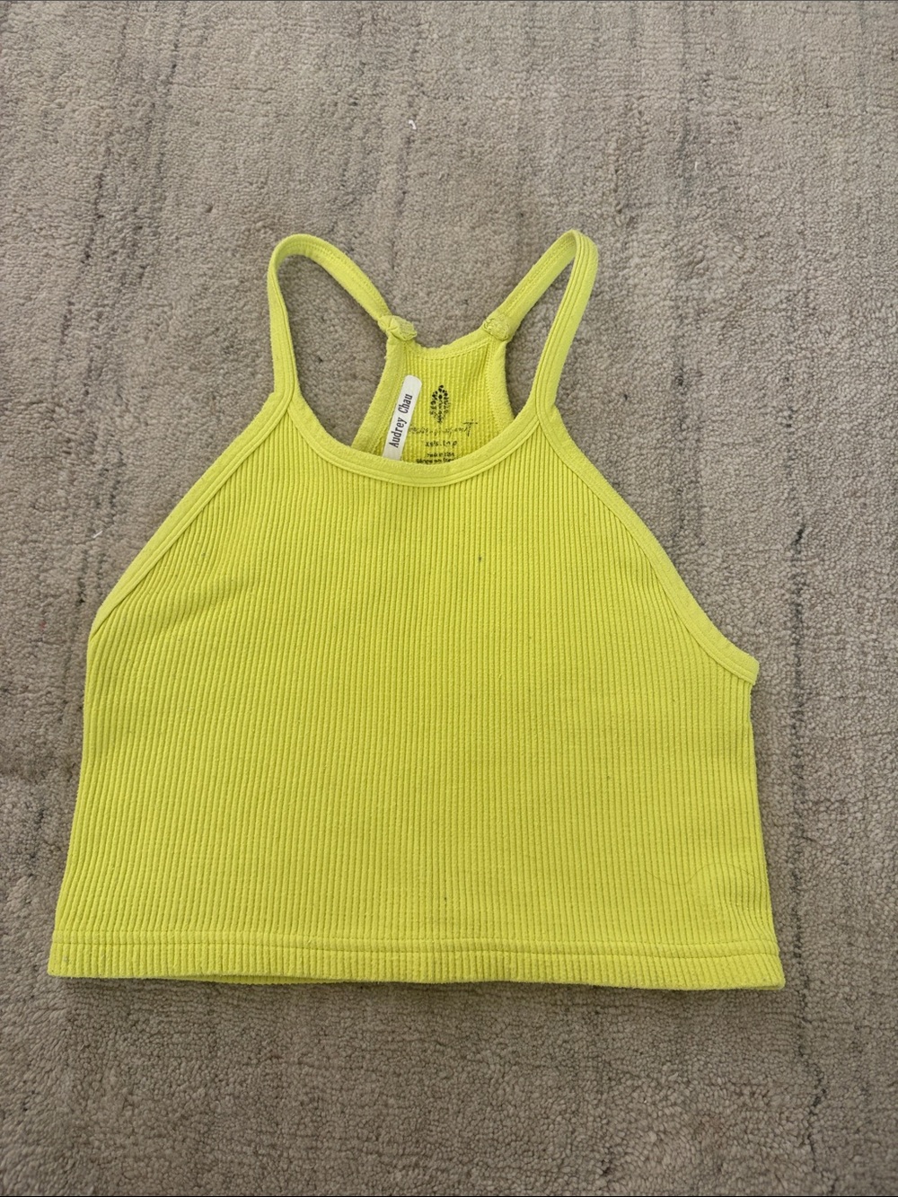 FP Movement by Free People Ribbed High-Neck Cropped Tank - Yellow